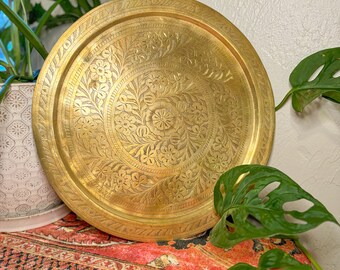 Extra Large Vintage Brass Tray Bamboo Design Serving Tray Octagon Shape ...