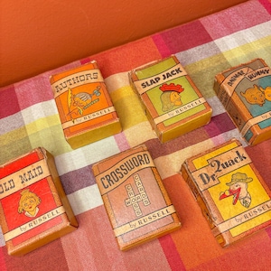 1930s Russell Mini Games Library | Set of 6 Antique Card Games
