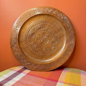 Vintage Carved Wood Tray