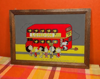 Vintage 1966 Peanuts London Bus Mirror | Snoopy Charlie Brown Collectible Nostalgia