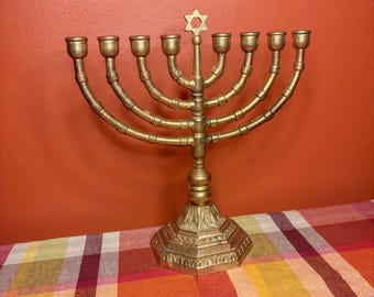 Vintage Brass Menorah | Jewish Candelabrum Hanukkah Tradition