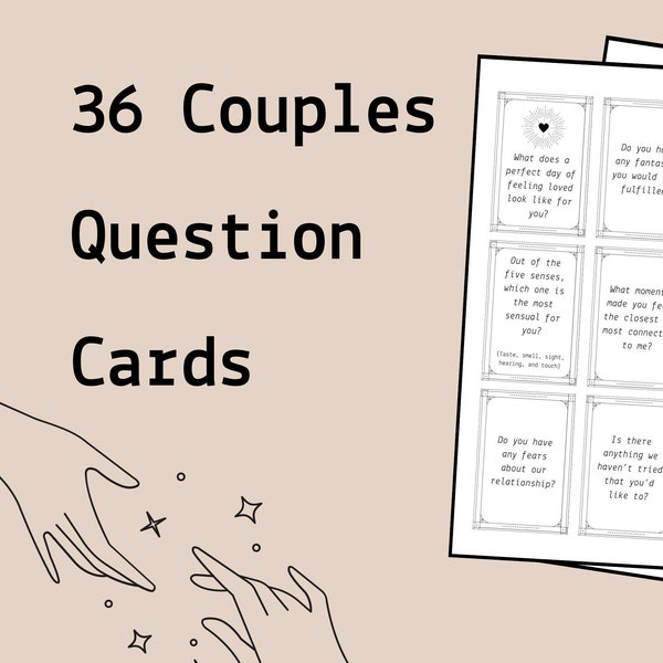 36 Couples Question Cards, Couple Conversation Cards, Couples Cards, Relationship Questions - DIGITAL DOWNLOAD