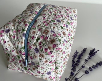 Makeup Bag, Quilted Cotton Cosmetic Bag, Toiletry Bag Women, Travel Bag