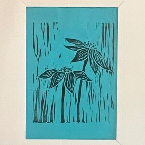 Linocut Coneflower Print