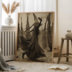 Dancing Witch -Dark Academia Witch Print,Vintage Witch Wall Art,Old Photo Mystical Witch Print,Vintage Art,Occult Poster,Witchy Vibes,Wicca
