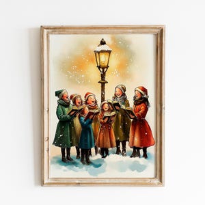 Vintage Christmas Carolers Wall Art, Holiday Carolers Gift, Retro Christmas Caroling Scene, Nostalgic Holiday Decor, Christmas Gift