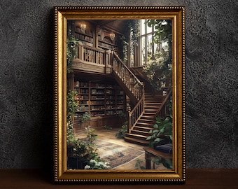 Floral Library Wall Art,Goth Moody Dark Academia Decor,Renaissance Art Prints,Dark Moody Antique Art,Victorian Book Prints,Library Prints