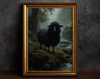Dark Academia Decor Black Sheep Print - Etsy