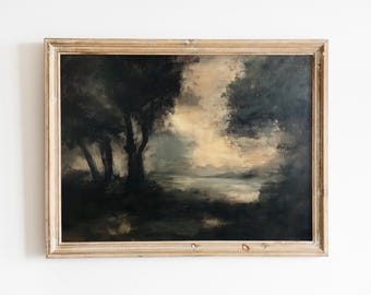 Antique Moody Oil Paint Tree,Vintage Art Prints,Tree Sketch,Brown Dark Wall Art,Moody Dark Academia,Vintage Forest Landscape,Rustic Artwork