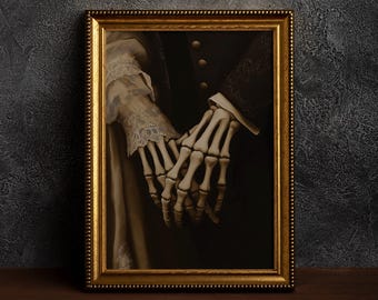 Gothic Skeleton Couple Art | Dark Romantic Couple Gift Print | Vintage Gothic Wedding Poster | Couple Gift Idea  | Gothic Victorian Romance