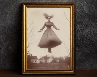 Bruja Voladora - Impresión de Dark Academia, Impresiones Góticas, Arte de Estilo Fotográfico Antiguo, Póster Oculto, Impresión de Fantasía Nostálgica, Impresión de Póster de Brujas, Círculo de Brujas