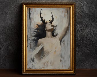 Lilith Art - Mythology Wall Art,Gothic Lilith Portrait,Cottagecore Poster ,Lilith and Snakes,Witch Decor Print,Wiccan Art,Occult Decor