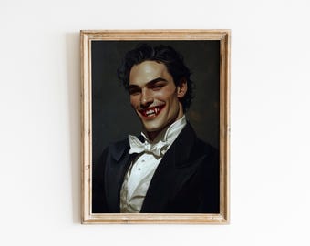 The Vampire -Baroque Wall Art,Goth Moody Dark Academia Decor,Renaissance Art Prints,Moody Antique Art,Victorian Vampire Print,Dark Vampires