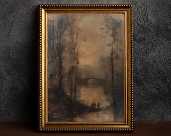 Moody Farmhouse Tree Decor,Vintage Forbidden Forest,Moody Farmhouse,Vintage Oil Painting Reproduction,Forest Landscape,Dark Cottagecore Art