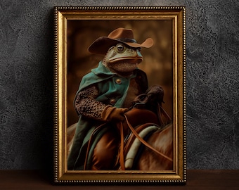 Cowboy Frog Print,Sheriff Frog Poster,Southwest Desert Cowboy Frog,Animal Cowboy Art,Retro Cowboy Toad ,Southern Decor,Vintage Cowboy Frog