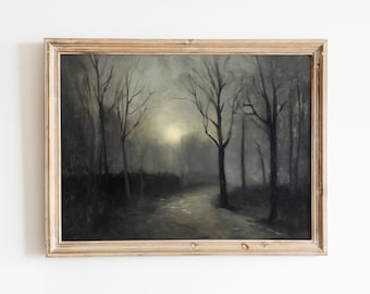 Antique Moody Charcoal Tree,Vintage Art Prints,Tree Sketch,Brown Dark Wall Art,Moody Dark Academia,Vintage Forest Landscape,Rustic Artwork