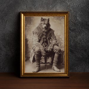 Werewolf Photograph -Dark Academia Print,Vintage Gothic Prints,Old Photo Style Art,Occult Poster,Nostalgic Fantasy Print,Vintage Photography