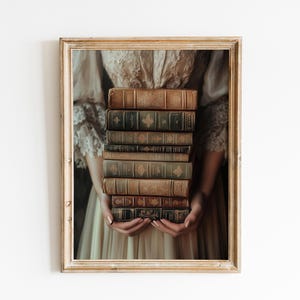 Victorian Woman with Book-Baroque Wall Art,Goth Moody Dark Academia Decor,Renaissance Art Prints,Dark Moody Antique Art,Victorian Woman