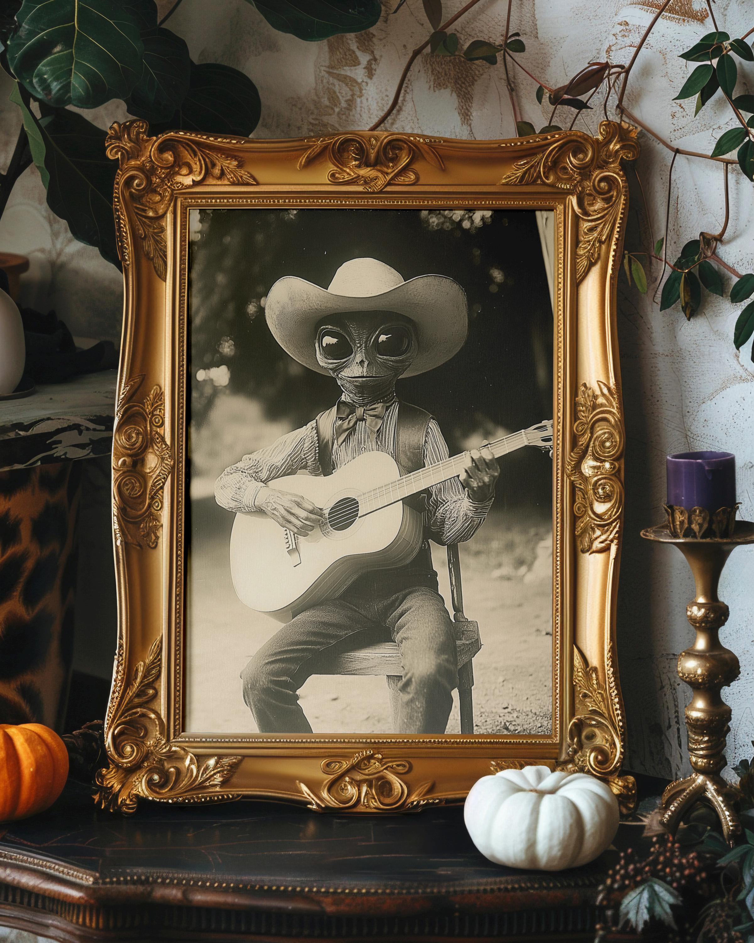 WESTERN Alien Cowboy- Ufo Desert Prints,alien Cowboy,cowboy Western Art ...