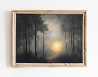 Antique Moody Charcoal Tree,Vintage Art Prints,Tree Sketch,Brown Dark Wall Art,Moody Dark Academia,Vintage Forest Landscape,Rustic Artwork