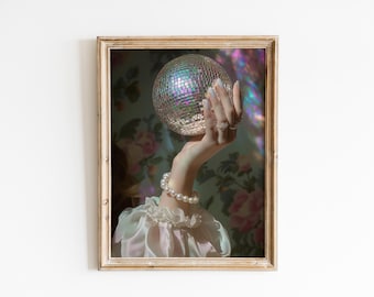 Victorian Disco Ball Art -Baroque Wall Art, Dark Academia Decor,Renaissance Art Prints, Dark Moody Antique Art,Dagger Print,Altered Print