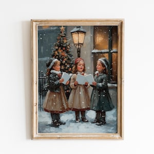 Vintage Christmas Carolers Wall Art, Holiday Carolers Gift, Retro Christmas Caroling Scene, Nostalgic Holiday Decor, Christmas Gift