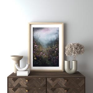 Dark Academia Field Print,Cottagecore Art,Moody Wall Art,Dark Botanical ,Dark Academia Floral,Moody Flowers,Rustic Landscape,Vintage Forest image 10