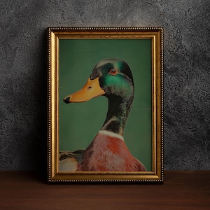 Emerald Green Mallard Duck , Vintage Mallard Duck Poster, Gift for Duck Lover, Dark Duck Poster, Hunter Gift Poster,Hunting House Decor