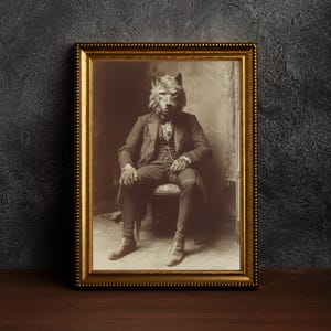 Werewolf Photograph -Dark Academia Print,Vintage Gothic Prints,Old Photo Style Art,Occult Poster,Nostalgic Fantasy Print,Vintage Photography