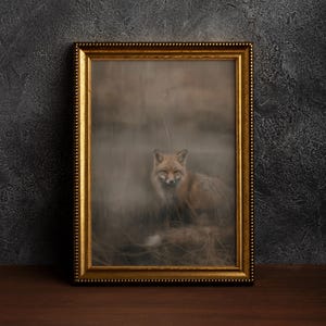 Antique Fox Oil Painting,Rustic Cottagecore Fox Print,Dark Academia Wall Art, Gothic Fox Room Decor, Vintage Animal Wall Art,Fox Lover Gift