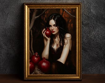 Persephone Dark Academia Druck,Griechische Göttin Poster,Persephone Portrait,Griechische Königin der Unterwelt,Griechische Mythologie Poster