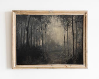 Antique Moody Charcoal Tree,Vintage Art Prints,Tree Sketch,Brown Dark Wall Art,Moody Dark Academia,Vintage Forest Landscape,Rustic Artwork