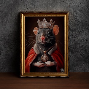 Rat King Poster,Dark Academia Animal Wall Art, Gothic Rat Print, Vintage Funny Rat , King Mouse ,Rat Lover Gift,Mouse King Poster,Funny Rat