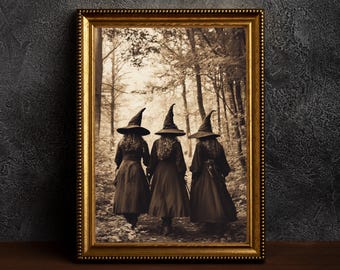 Impresión de The Coven - Dark Academia, impresiones góticas, arte de estilo fotográfico antiguo, póster ocultista, impresión de fantasía nostálgica, impresión de póster de brujas, Witches Circle