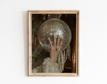 Victorian Disco Ball Art -Baroque Wall Art, Dark Academia Decor,Renaissance Art Prints, Dark Moody Antique Art,Dagger Print,Altered Print