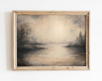 Antique Moody Oil Paint Field,Vintage Art Prints,Tree Sketch,Brown Dark Wall Art,Moody Dark Academia,Vintage Forest Landscape,Rustic Artwork
