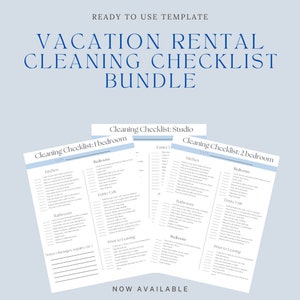 Editable Cleaning Checklist Bundle- Airbnb Host Cleaning Sheet- Instant Download- Canva Template for Vacation Rentals