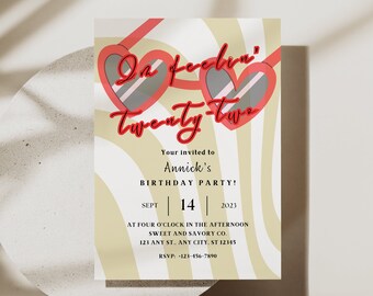 Feeling 22 Invite, In My Birthday Era Invite, Swiftie Invite, Groovy, 22nd Birthday Invite, DIY Invite, Instant Download, Canva Invite