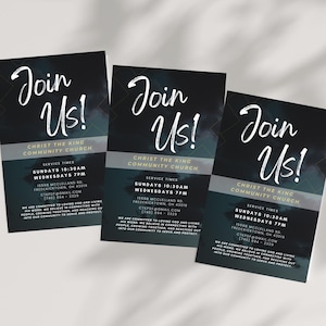 Begleiten Sie uns Kirche Invite Flyer, Kirchenarbeit einladen, Moderne Kirche einladen, Canva Vorlage bearbeitbar, Benutzerdefinierte Kirche Vorlage einladen