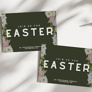 Easter Church Invite, Easter Service Invite, Christian Easter Invite, Floral Easter Invite, Digital Download, Editable Canva Template