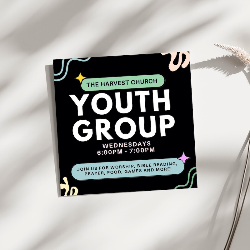 Yoth Programm Card Youth Group Invite Card - Etsy