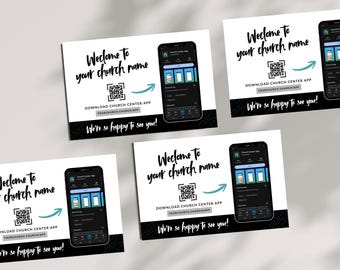 Church Connect Card with QR Code, Welcome Church Connect Flyer, Canva Digital Download, Editable Template