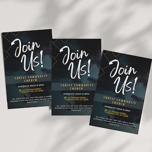 Join Us Church Invite Flyer, Church Outreach Invite, Modern Church Invite, Canva Template Editable, Custom Church Template Invite