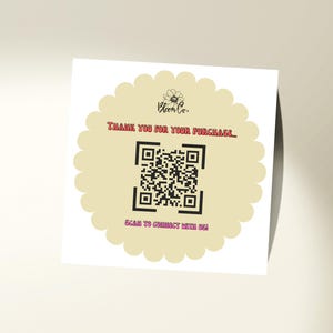 QR Code Sticker, Business Thank You Sticker, Canva Template, Digital Download