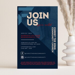 Church Flyer Invite, Church Card Invite, Church Outreach Invite, Church postcard, Editable Church Template, Canva Church Template