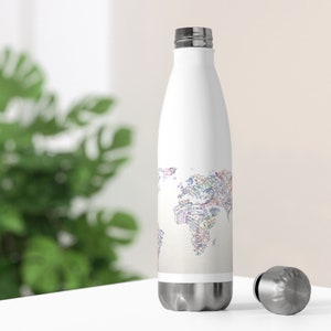 Weltkarte in Passport Briefmarken 20oz Isolierflasche