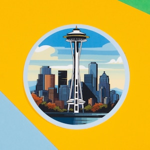 Seattle Sticker of Space Needle Vinyl Decal for Car, Laptop, Water Bottle, or Gift for Seattle Washington Lovers