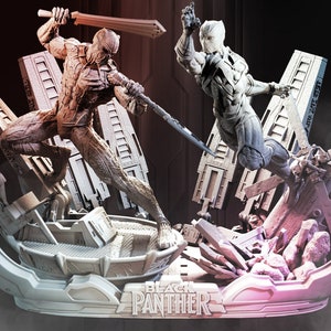 Resin 3D printed Black panther killmonger diorama miniature hand painted | 8K resin prints | Miniatures | TableTop - STL