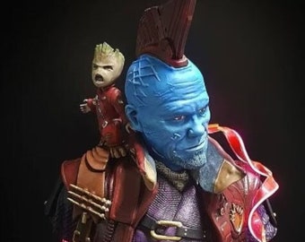 Resin 3D printed Yondu Groot diorama bust guardians of the galaxy miniature hand painted | 8K resin prints | Miniatures | TableTop - STL