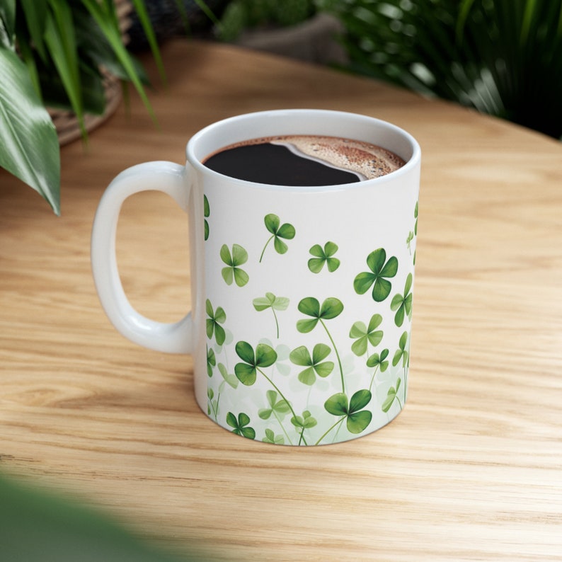 Shamrock Serenade, Coffee Mug, Tea Mug, Unique mug, St. Patrick Mug, St. Patrick, Luck of the Irish, something Green, Ceramic Mug 11oz image 2